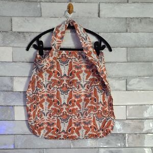 Free People Blue And Orange Floral Patterned Tote Bag